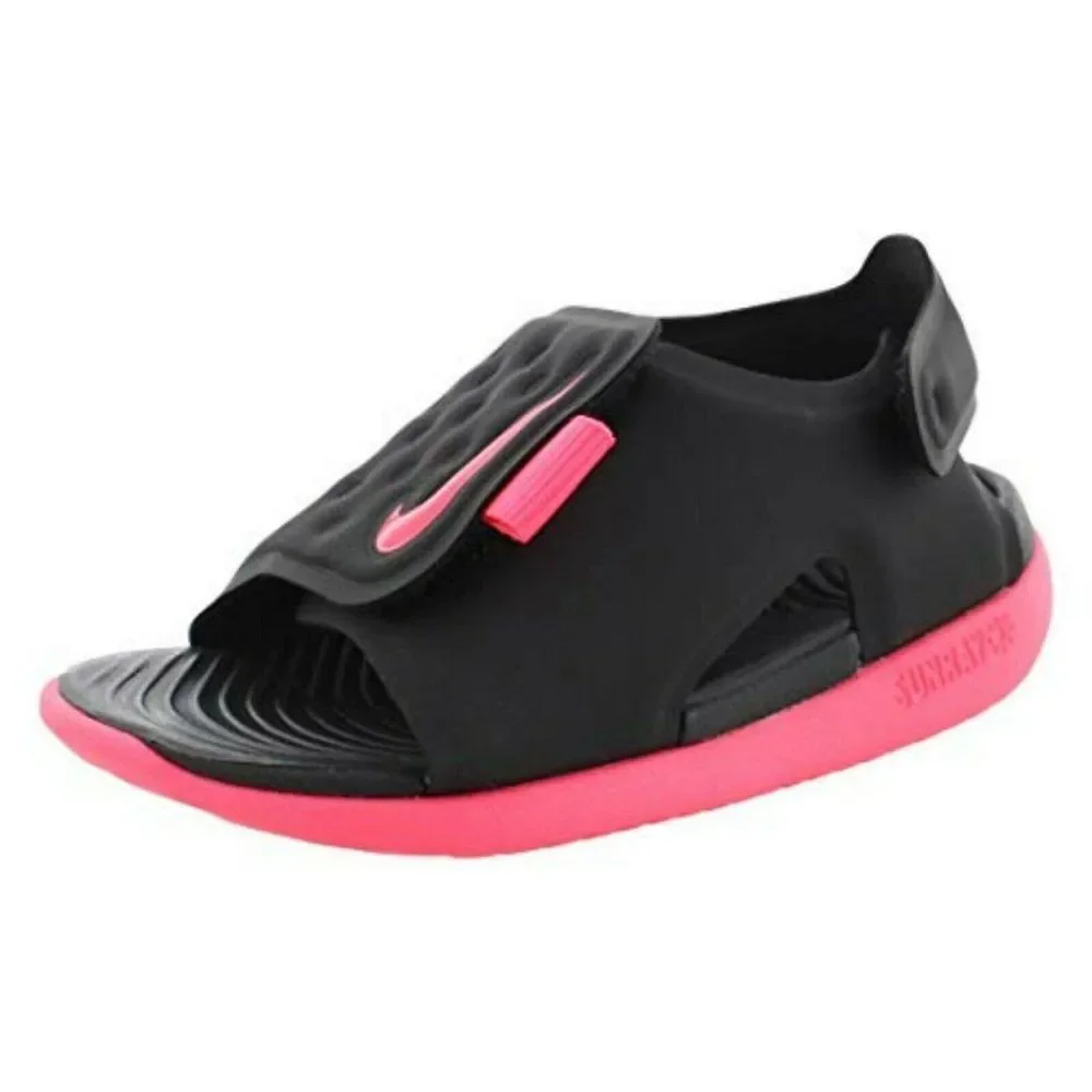 Nike Toddler Black Pink AJ9077-002 Sunray Adjust 5 V2 GS/PS Flat Sandals Size 9C
